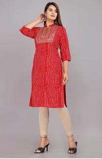 Seewan Sutra Women Three-Quarter Sleeves Round Neck Crepe Solid Printed Straight Kurti and The Length of The Kurti is 46 Inches-thumb1