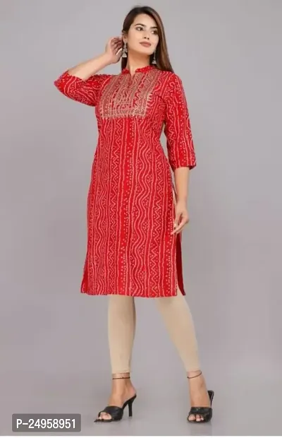 Seewan Sutra Women Three-Quarter Sleeves Round Neck Crepe Solid Printed Straight Kurti and The Length of The Kurti is 46 Inches-thumb2