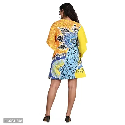 Stylish Lemon Yellow Crepe Abstract Print Kaftan Dress For Women-thumb4