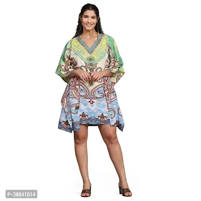 Stylish Multicoloured Crepe Abstract Print Kaftan Dress For Women-thumb0