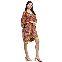 Stylish Multicoloured Crepe Floral Printed Kaftan Dress For Women-thumb2