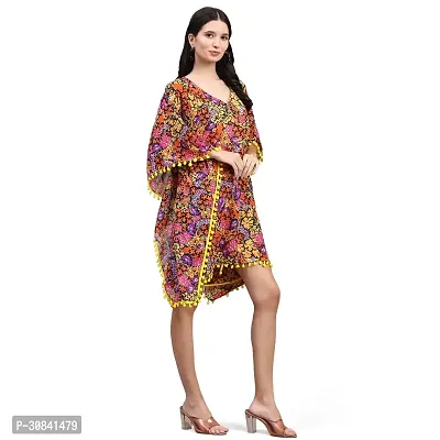 Stylish Multicoloured Crepe Floral Printed Kaftan Dress For Women-thumb3