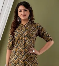 SEEWAN SUTRA A-Line Beige Printed Cotton Kurta | NVYACTN21S_P-thumb1