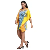 Stylish Lemon Yellow Crepe Abstract Print Kaftan Dress For Women-thumb1