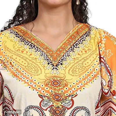 Stylish Multicoloured Crepe Abstract Print Kaftan Dress For Women-thumb5