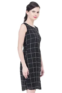 Stylish Black Cotton Blend Checked Maxi Dress For Women-thumb2