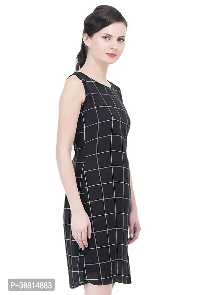 Stylish Black Cotton Blend Checked Maxi Dress For Women-thumb3