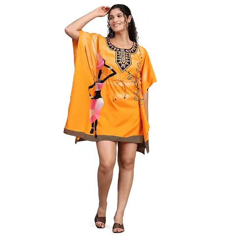 Stylish Crepe Self Design Kaftan Dress For Women