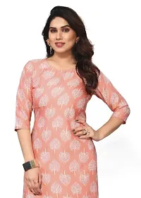 SEEWAN SUTRA A-Line Peach Printed Crepe Kurta | NVYACRP50S_P-thumb1