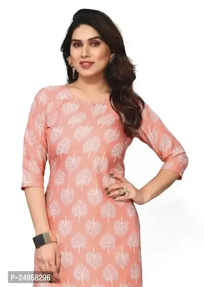 SEEWAN SUTRA A-Line Peach Printed Crepe Kurta | NVYACRP50S_P-thumb2