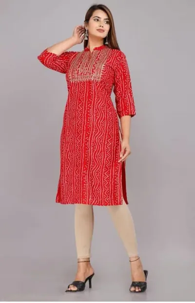 KHANAK Collection Women's Rayon Embroidery Kurti for Women Without Pant (XX-Large, Red)