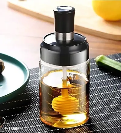 Glass Honey Storage Dispenser Bottle With Dipper Stick-250ml (Random Color)-thumb0
