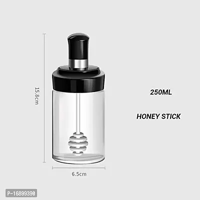 Glass Honey Storage Dispenser Bottle With Dipper Stick-250ml (Random Color)-thumb2