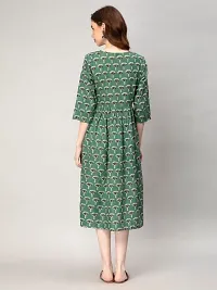 FMK Women Fit and Flare Viscose Rayon Maternity Dress (Medium, Green)-thumb1