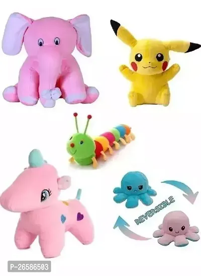 Cute Cotton Stuffed Animal Elephant Pikachu Caterpillar Unicorn Octopus Toys For Kids-5 Pieces