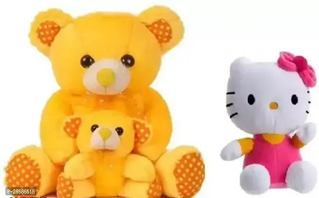 Cute Cotton Soft Mother Baby With Kitty-Toys For Kids- 3 Pieces-thumb0