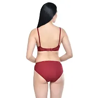 PRYS Women's Cotton Bra Panty Set for Lingerie Set Bra Panty Set Bra Panty Set for Women(Maroon)-thumb1