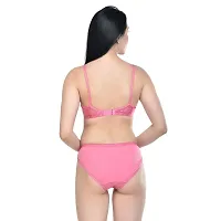 PRYS Women's Cotton Bra Panty Set for Lingerie Set Bra Panty Set Bra Panty Set for Women(Pink)-thumb1