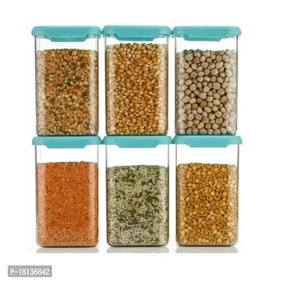 Storage Box Lid Food Rice Pasta Pulses Container Square Containers Pack Of 6-thumb0