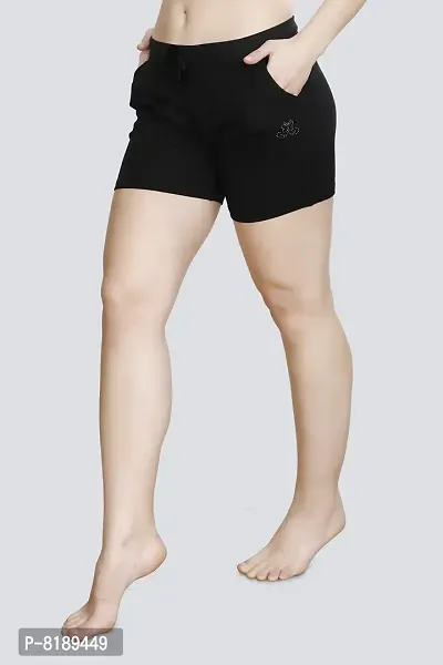 SWEEKASH Slim Solid Cotton Combo Shorts (Set of 2) with Side Pocket - Black, Melange-thumb2