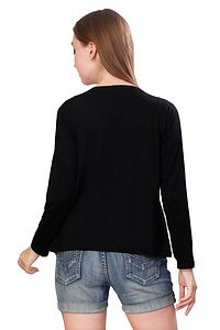 Alluring Black Cotton Solid Straight Shrug For Women-thumb1