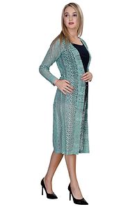 Alluring Turquoise Net Solid Straight Shrug For Women-thumb2