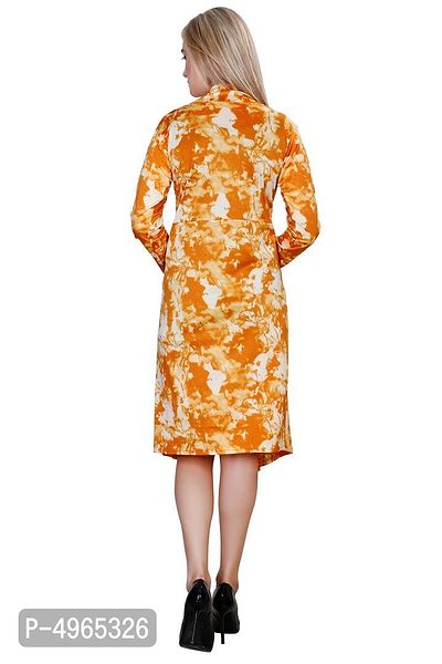 Alluring Orange Hosiery Lycra Printed Straight Shrug For Women-thumb2