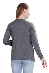 Alluring Grey Cotton Solid Straight Shrug For Women-thumb1