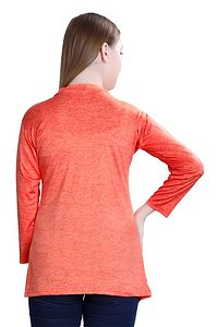 Alluring Orange Hosiery Lycra Solid Straight Shrug For Women-thumb1