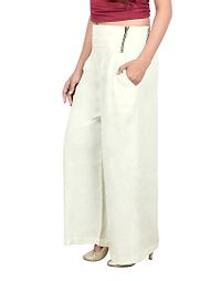 Stylish Solid Rayon Zip Closure Relaxed Palazzo - Combo (Pack Of 2) - Off White  Beige-thumb2