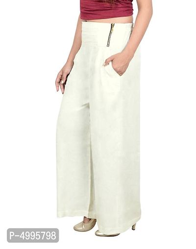 Stylish Solid Rayon Zip Closure Relaxed Palazzo - Combo (Pack Of 2) - Off White  Beige-thumb3