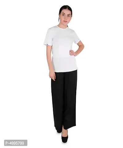 Stylish Solid Rayon Zip Closure Relaxed Palazzo - Combo (Pack Of 2) - Off White  Black-thumb2