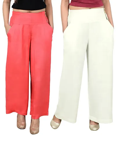 Rayon High-Rise Trousers For Women