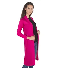Stylish Viscose Pink Full Sleeve Solid Viscose Long Length Shrug For Women-thumb2