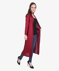 Stylish Viscose Maroon Full Sleeve Solid Viscose Long Length Shrug For Women-thumb2