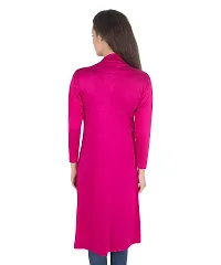 Stylish Viscose Pink Full Sleeve Solid Viscose Long Length Shrug For Women-thumb1