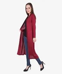 Stylish Viscose Maroon Full Sleeve Solid Viscose Long Length Shrug For Women-thumb3