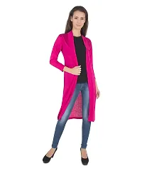 Stylish Viscose Pink Full Sleeve Solid Viscose Long Length Shrug For Women-thumb4