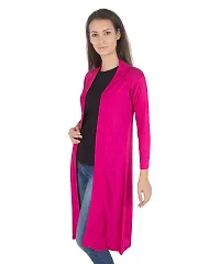 Stylish Viscose Pink Full Sleeve Solid Viscose Long Length Shrug For Women-thumb3