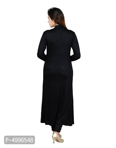 Stylish Viscose Black Full Sleeve Solid Viscose Long Length Shrug For Women-thumb2