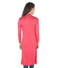 Stylish Viscose Pink Full Sleeve Solid Viscose Long Length Shrug For Women-thumb1