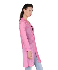 Stylish Net Pink Full Sleeve Thigh Length Pink Shrug For Women-thumb2