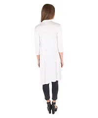 Stylish Viscose White 3/4Th Sleeve Solid Viscose Thigh Length Shrug For Women-thumb1