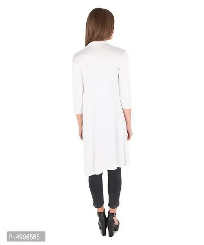 Stylish Viscose White 3/4Th Sleeve Solid Viscose Thigh Length Shrug For Women-thumb2