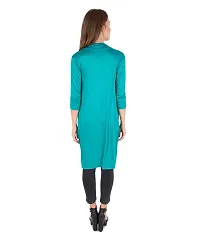 Stylish Viscose Turquoise 3/4Th Sleeve Solid Viscose Thigh Length Shrug For Women-thumb1
