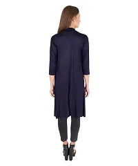 Stylish Viscose Navy Blue 3/4Th Sleeve Solid Viscose Thigh Length Shrug For Women-thumb1