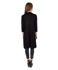 Stylish Viscose Black 3/4Th Sleeve Solid Viscose Thigh Length Shrug For Women-thumb1