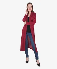 Stylish Cotton Full Sleeve Long Length White & Maroon Combo Shrug For Women (Pack Of 2)-thumb3