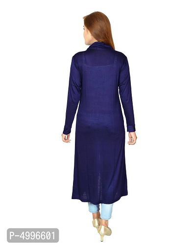 Stylish Cotton Full Sleeve Long Length Black  Navy Blue Combo Shrug For Women (Pack Of 2)-thumb5