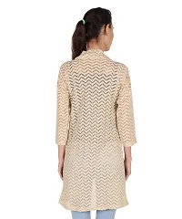 Stylish Net Full Sleeve Long Length White  Beige Combo Shrug For Women (Pack Of 2)-thumb2